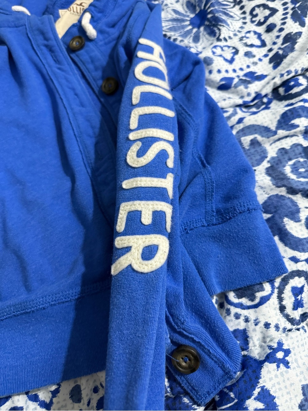 Blue Hooded Button-Front Jacket - Picture 3 of 3